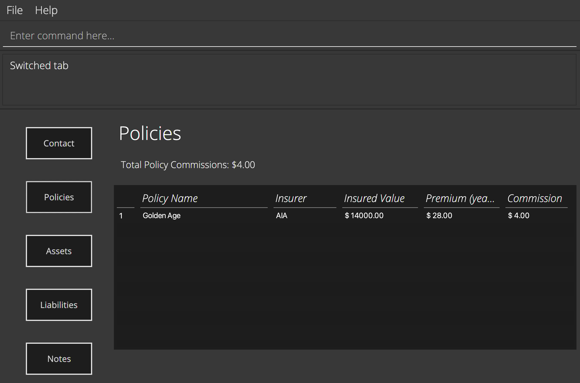 policies tab