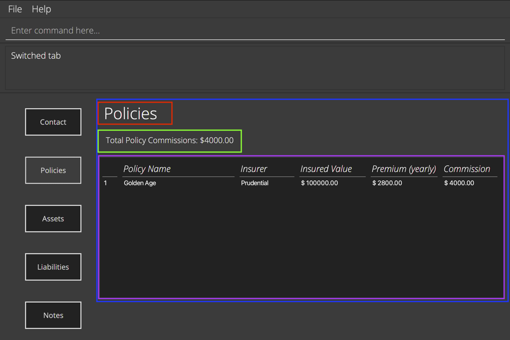 Policy Tab Screenshot